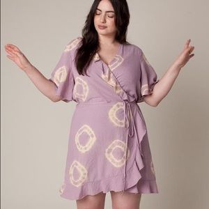 RACHEL ANTONOFF AMY WRAP DRESS - LAVENDER TIE DYE SIZE MEDIUM